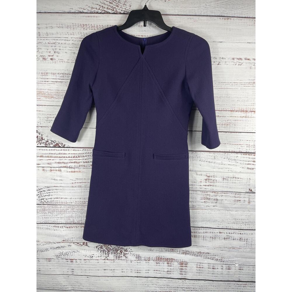Courrèges Dress Womens 36 SZ 4 PPL Wool Mod Shift Lined 60s Style France Pockets